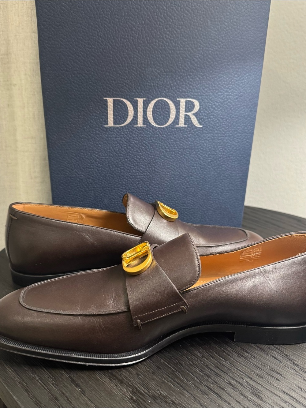 Christian Dior Timeless Loafers Dress Shoes Leather Brown 41 - Picture 5 of 11